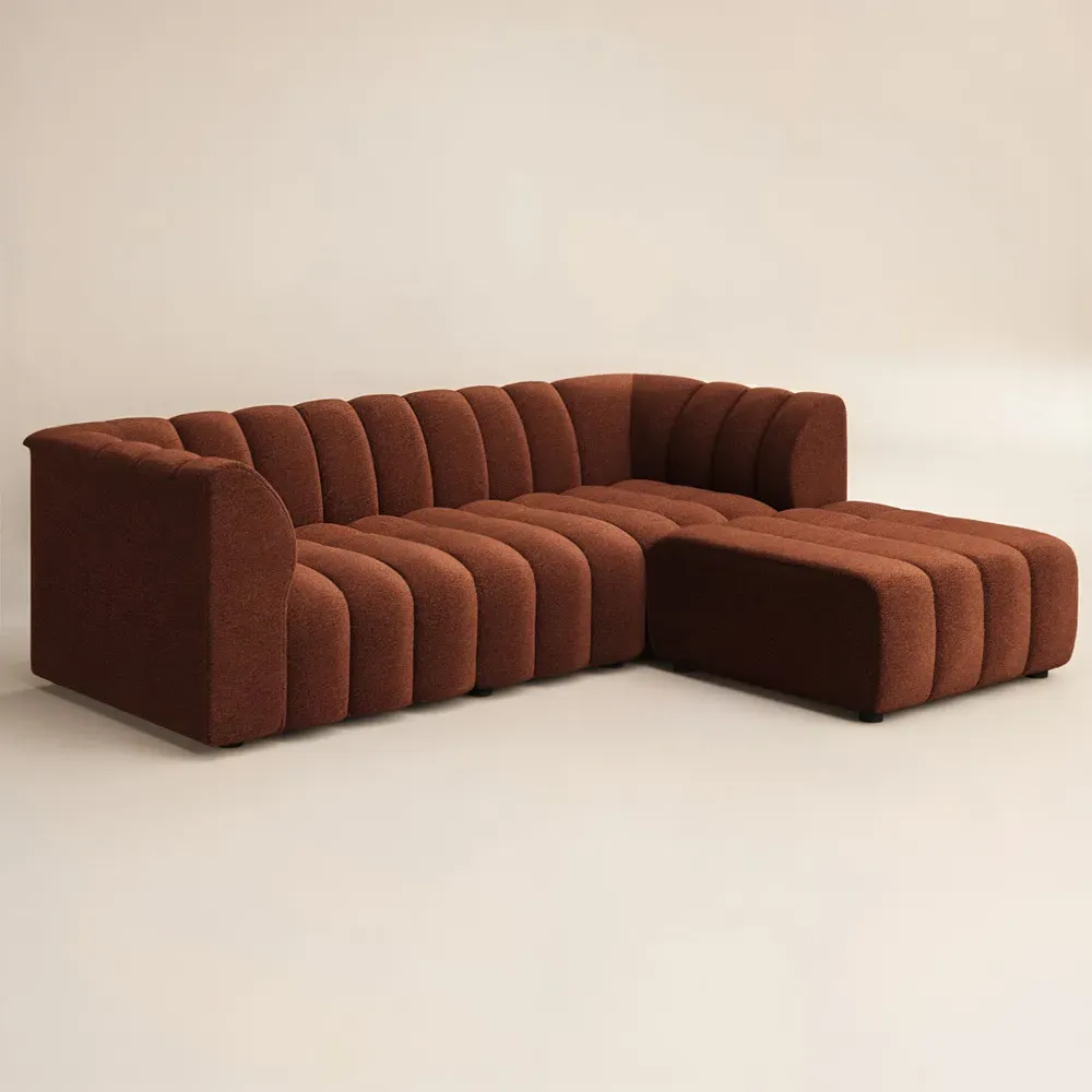 Halle 3-Seater Sofa with Footstool - Orange, Chenille