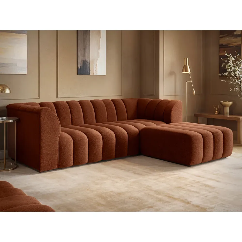 Halle 3-Seater Sofa with Footstool - Orange, Chenille