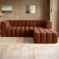 Halle 3-Seater Sofa with Footstool - Orange, Chenille