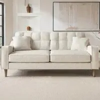 Jude 3-Seater Sofa with Button Detailing - Beige, Fabric