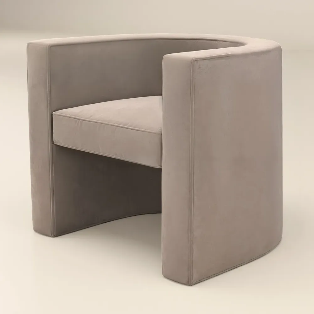 Leela Armchair with Cut-out Design - Cream, Velvet