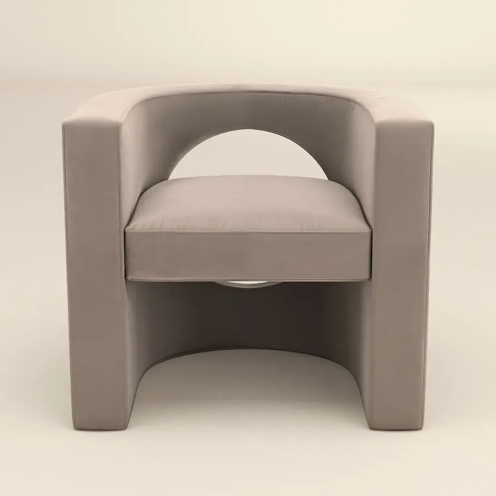 Leela Armchair with Cut-out Design - Cream, Velvet