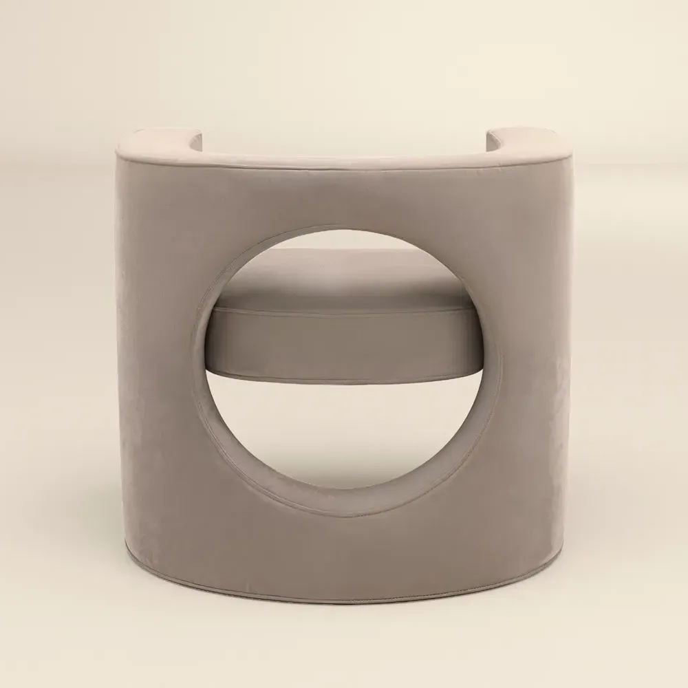 Leela Armchair with Cut-out Design - Cream, Velvet