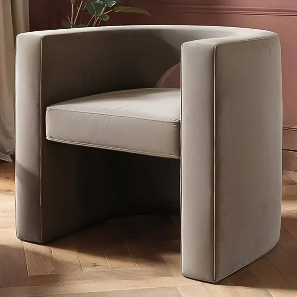 Leela Armchair with Cut-out Design - Cream, Velvet image