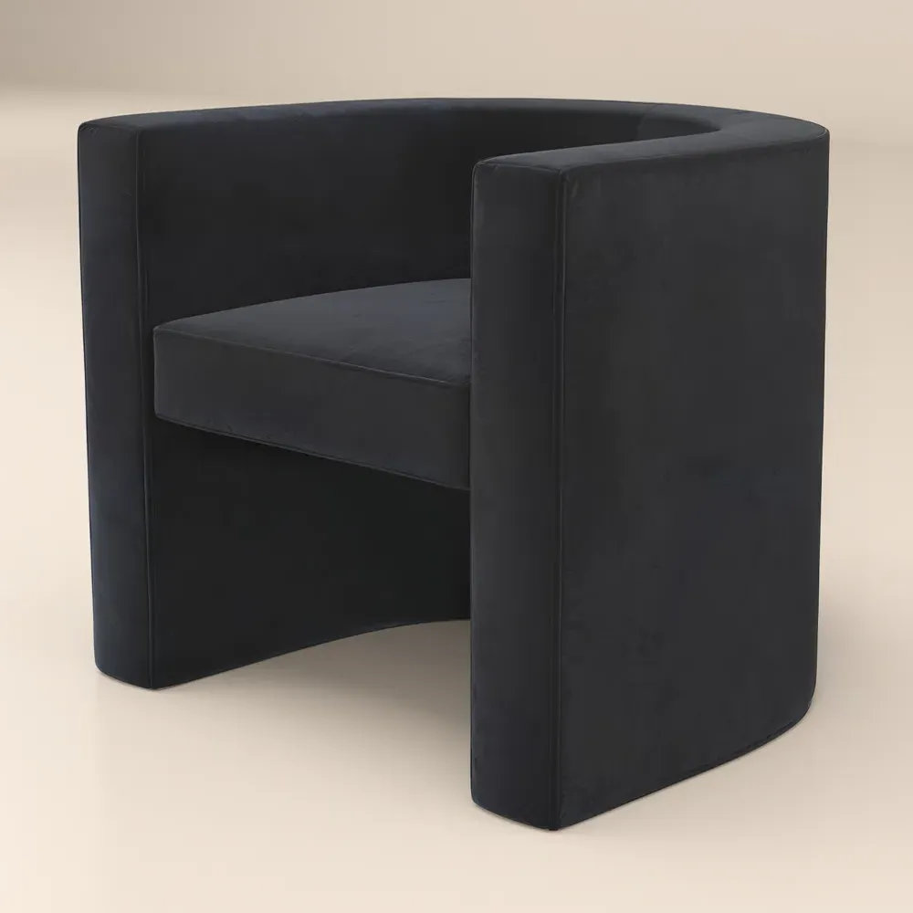 Leela Armchair with Cut-out Design - Grey, Velvet