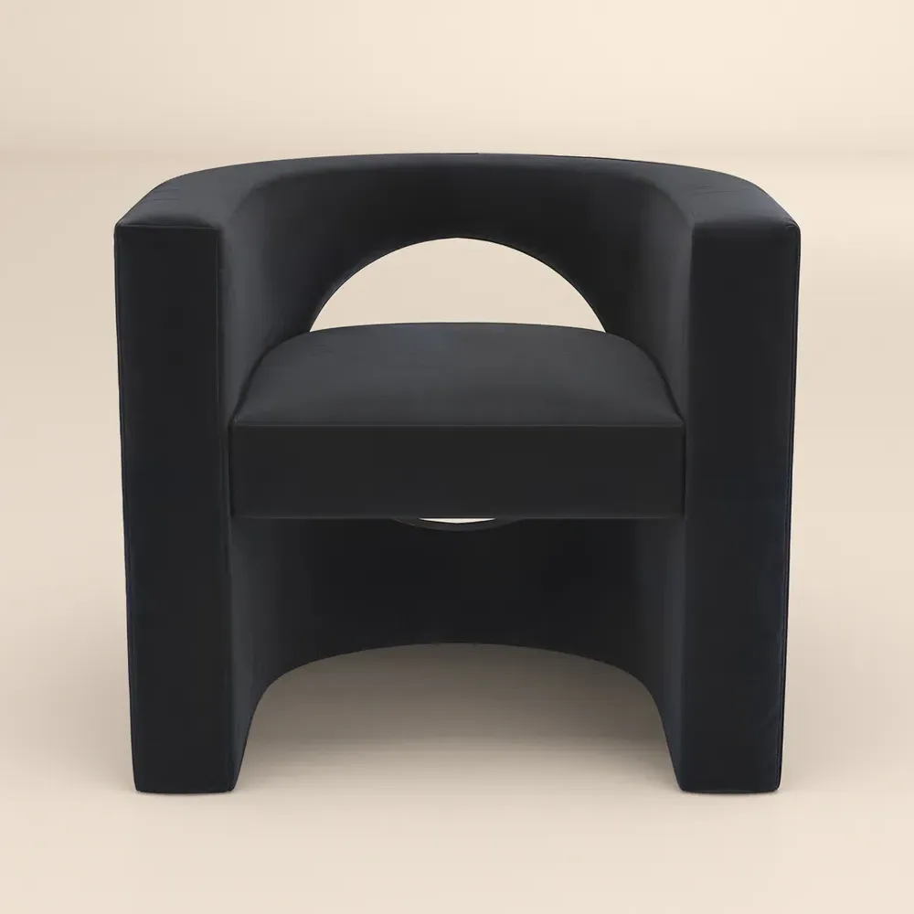 Leela Armchair with Cut-out Design - Grey, Velvet