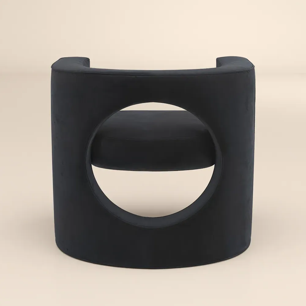 Leela Armchair with Cut-out Design - Grey, Velvet