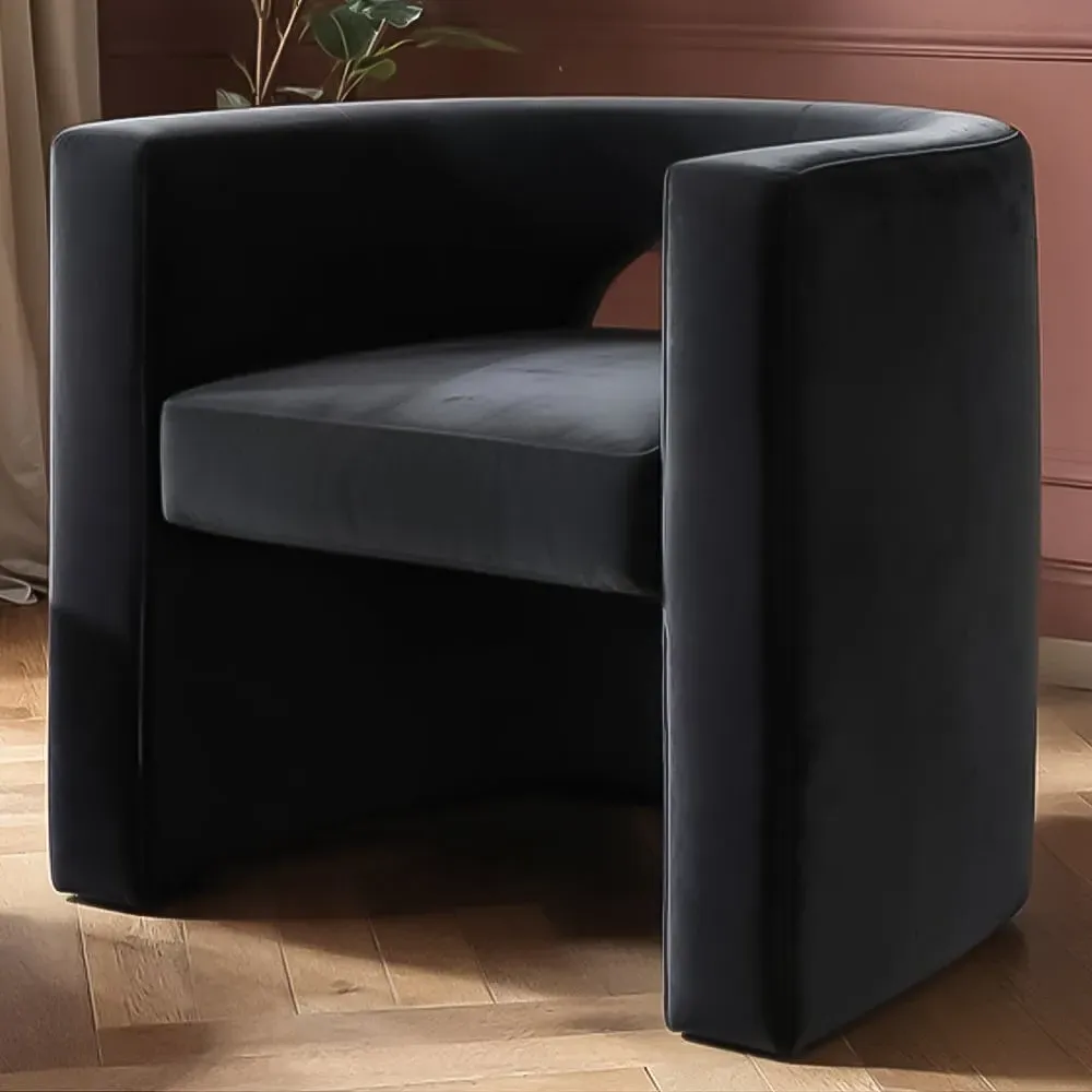 Leela Armchair with Cut-out Design - Grey, Velvet