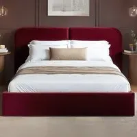 Lena Double Ottoman Bed with Storage - Burgundy, Velvet