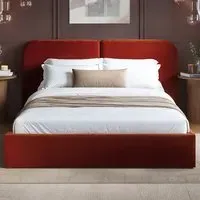 Lena King Size Ottoman Bed with Storage - Orange, Velvet