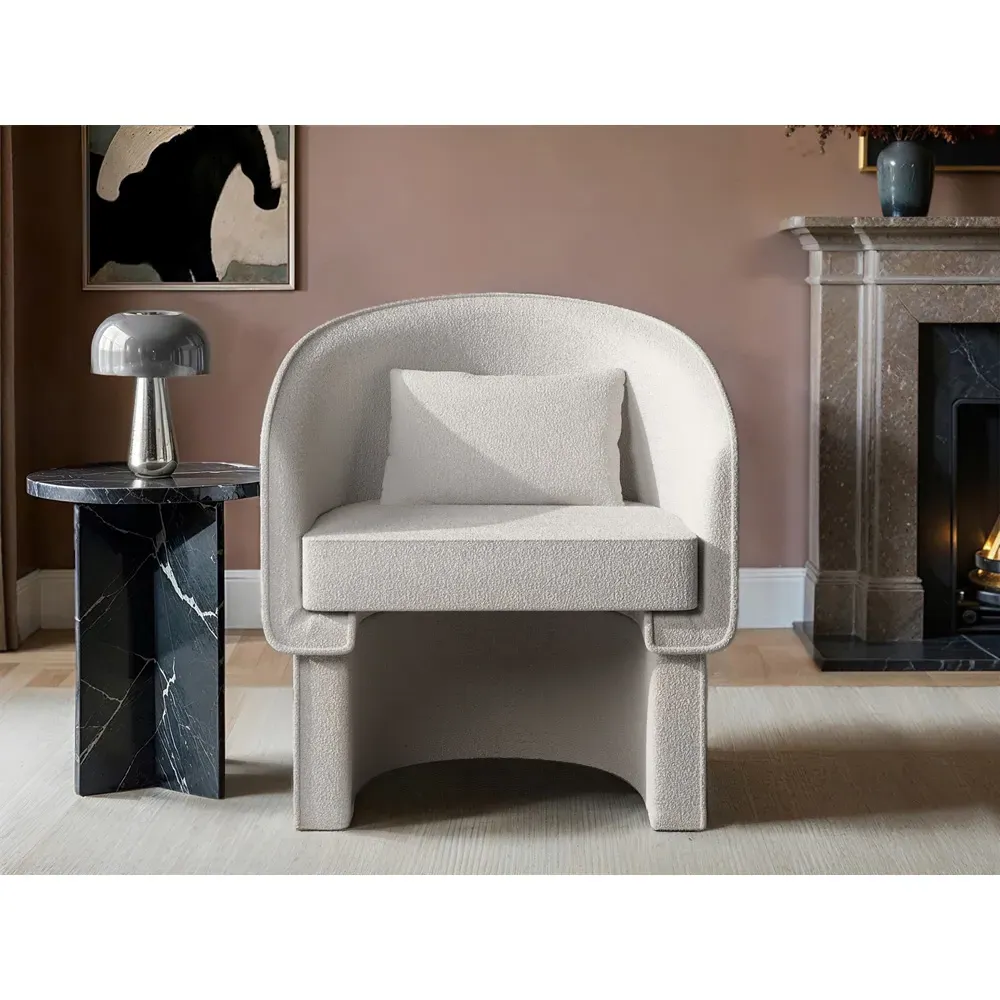Lowen Accent Chair - Cream, Boucle