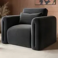 Mabel Armchair - Grey, Velvet