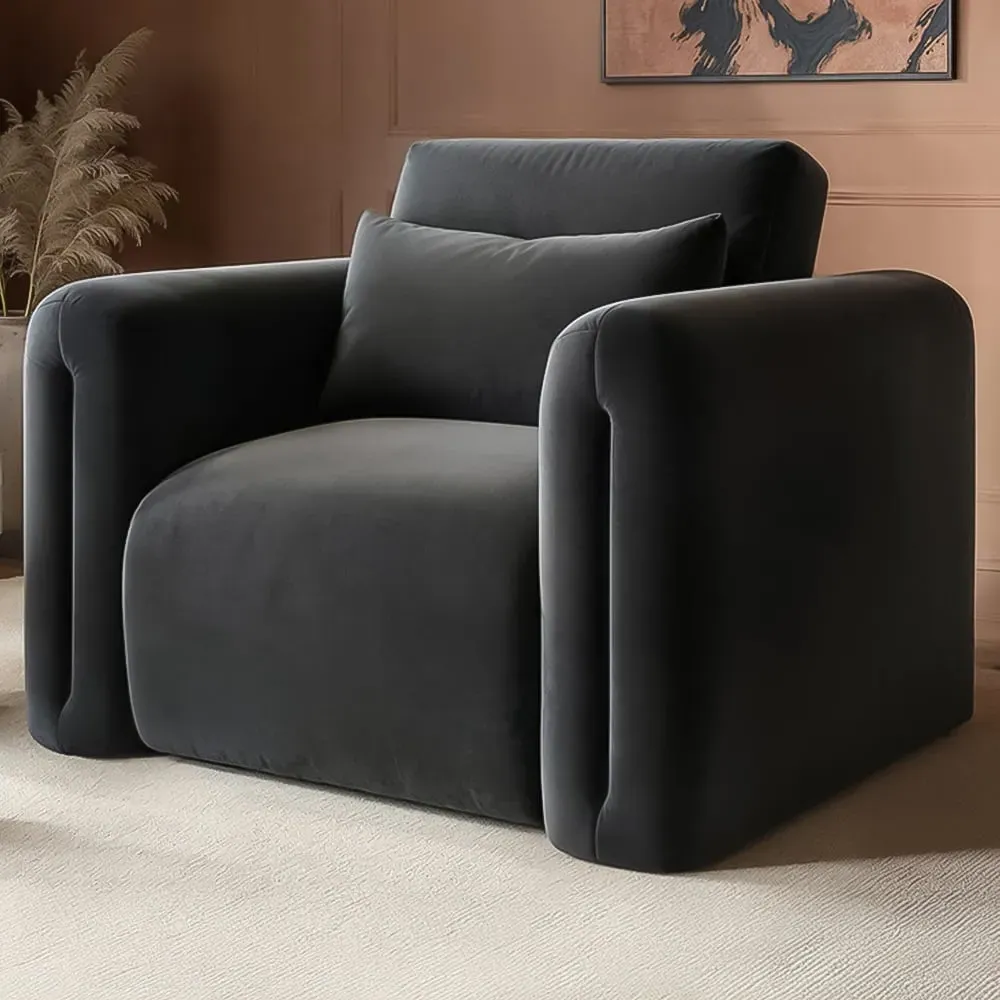 Mabel Armchair - Grey, Velvet image
