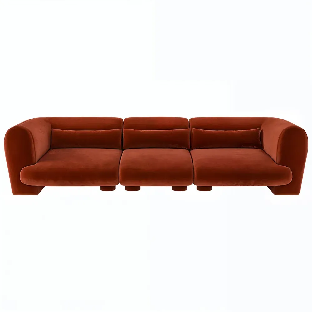 Maddox 4-Seater Sofa - Orange, Velvet