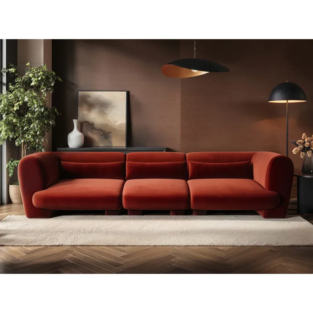 Maddox 4-Seater Sofa - Orange, Velvet