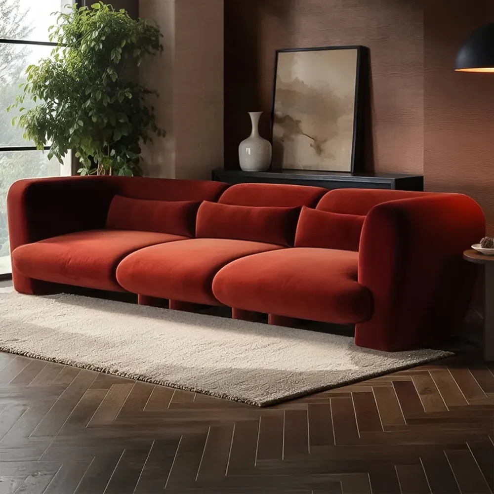 Maddox 4-Seater Sofa - Orange, Velvet