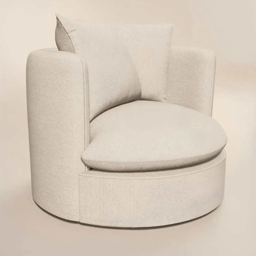 Maisie Swivel Armchair - Beige, Chenille