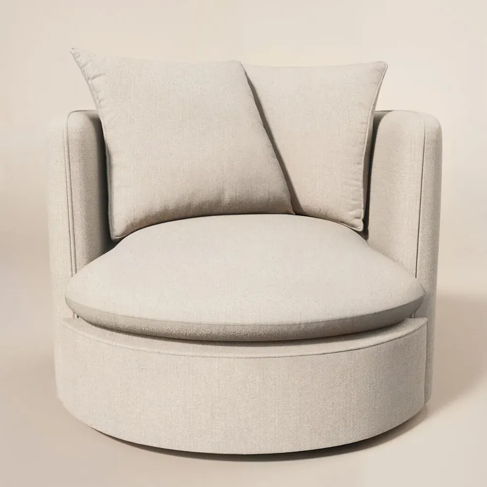 Maisie Swivel Armchair - Beige, Chenille