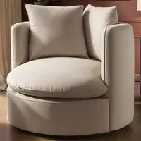 Maisie Swivel Armchair - Beige, Chenille