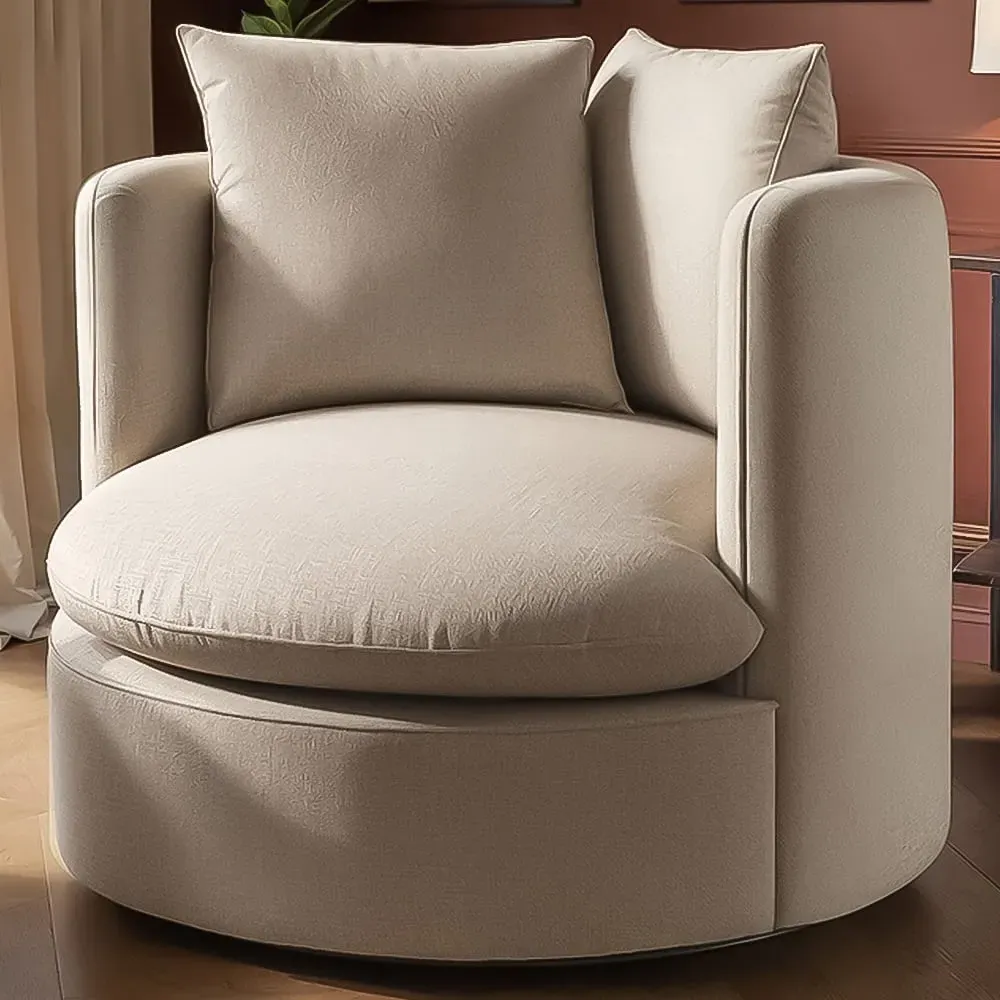 Maisie Swivel Armchair - Beige, Chenille image