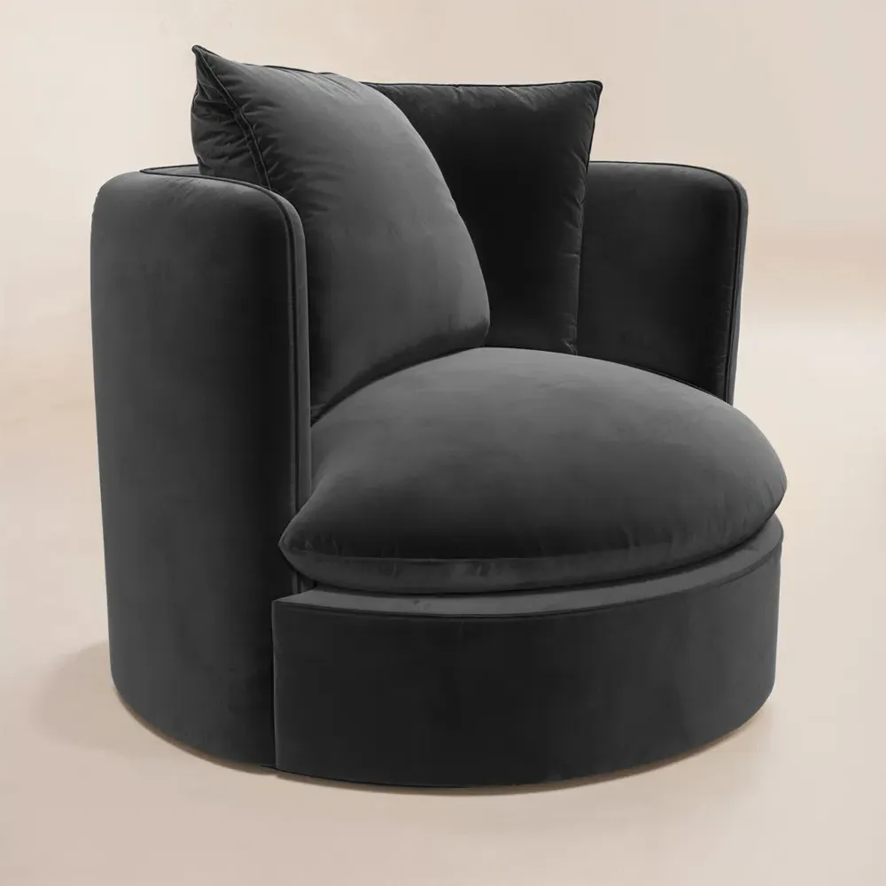 Maisie Swivel Armchair - Grey, Velvet
