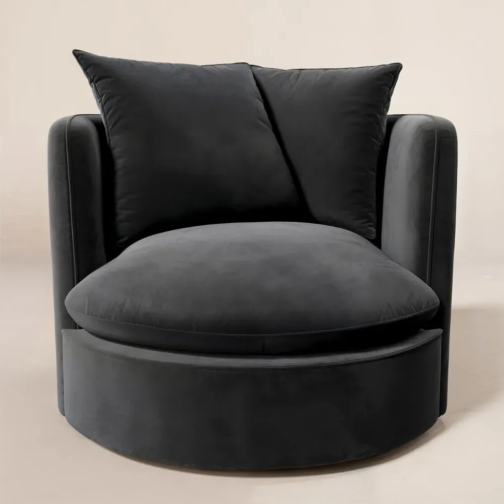 Maisie Swivel Armchair - Grey, Velvet