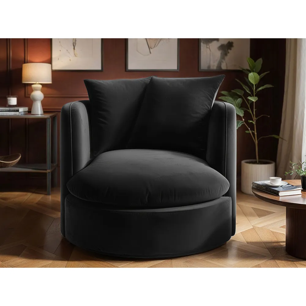 Maisie Swivel Armchair - Grey, Velvet