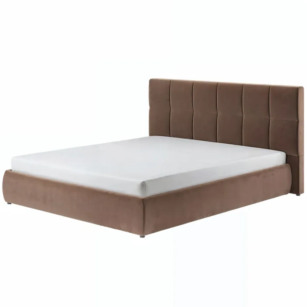 Mika Double Ottoman Bed with Storage - Brown, Velvet