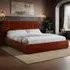 Mika Double Ottoman Bed with Storage - Orange, Velvet