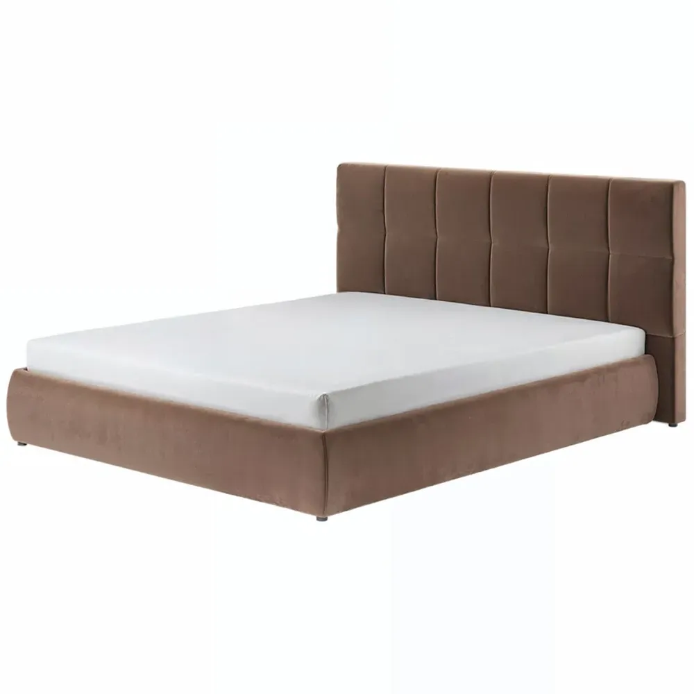 Mika King Size Ottoman Bed with Storage - Brown, Velvet