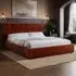 Mika King Size Ottoman Bed with Storage - Orange, Velvet