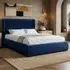 Monte King Size Ottoman Bed with Winged Headboard - Blue, Velvet
