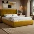 Monte King Size Ottoman Bed with Winged Headboard - Gold, Velvet