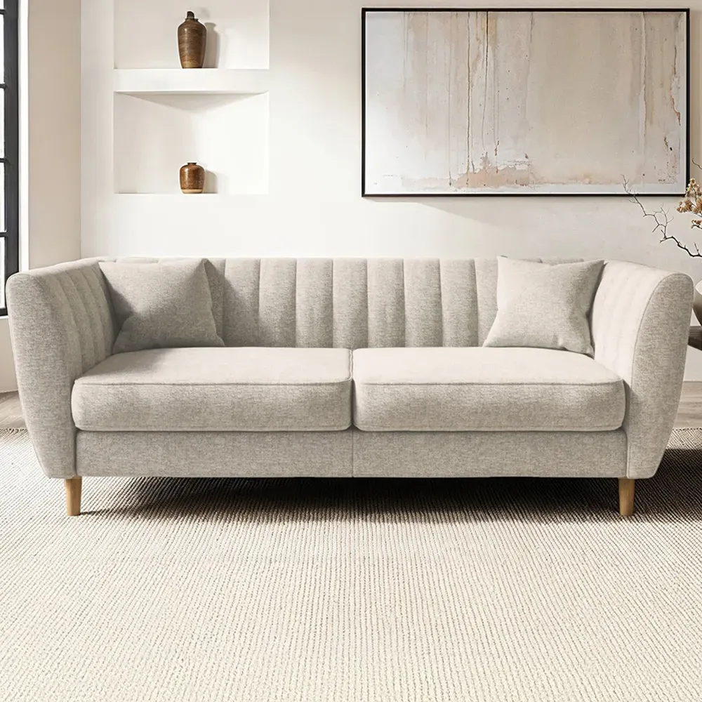 Remi 3-Seater Sofa - Beige, Chenille