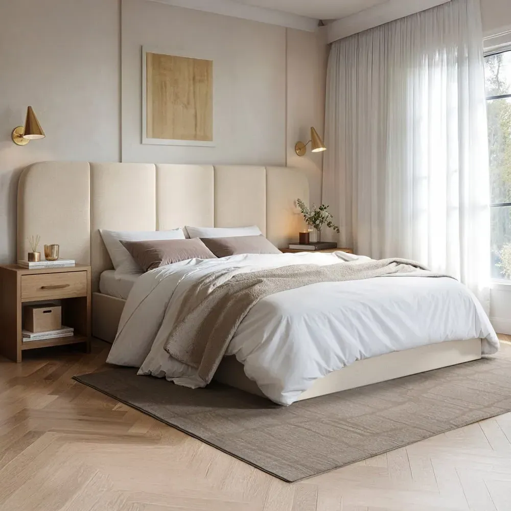 Sienna Double Ottoman Storage Bed - Cream, Velvet