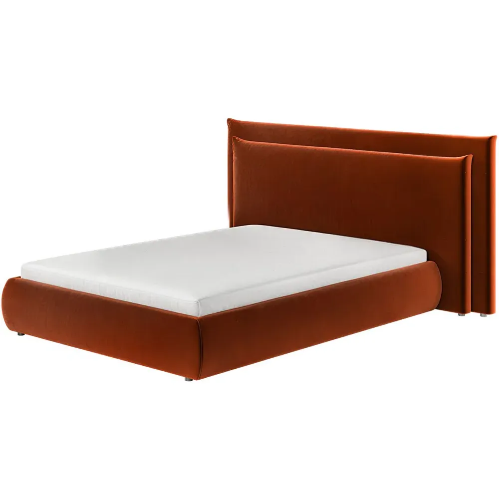 Sigrid Double Ottoman Storage Bed - Orange, Velvet