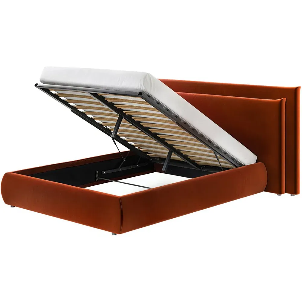 Sigrid King Size Ottoman Storage Bed - Orange, Velvet