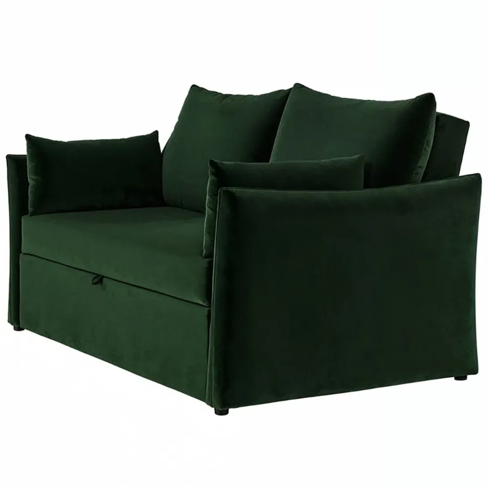 Skyler 2-Seater Sofa Bed - Green, Velvet