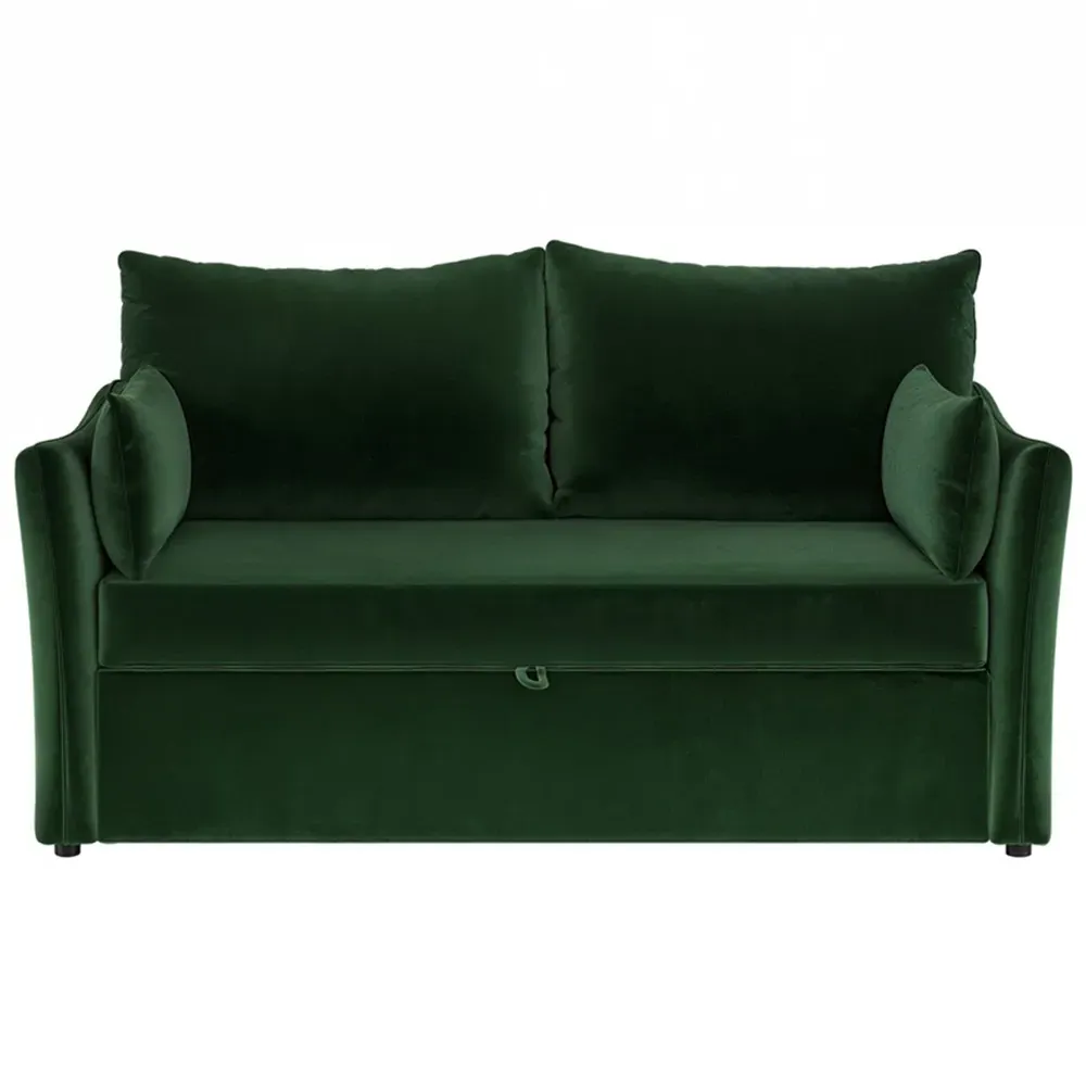 Skyler 2-Seater Sofa Bed - Green, Velvet