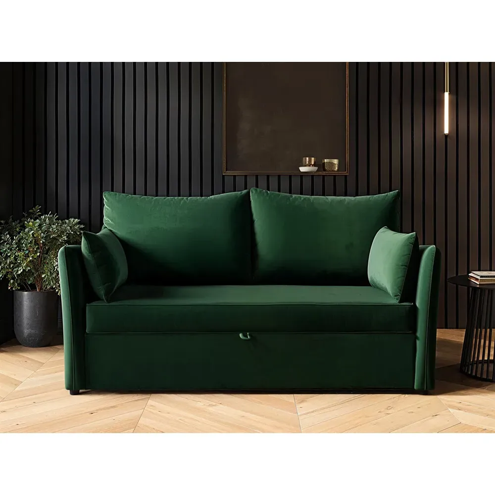 Skyler 2-Seater Sofa Bed - Green, Velvet