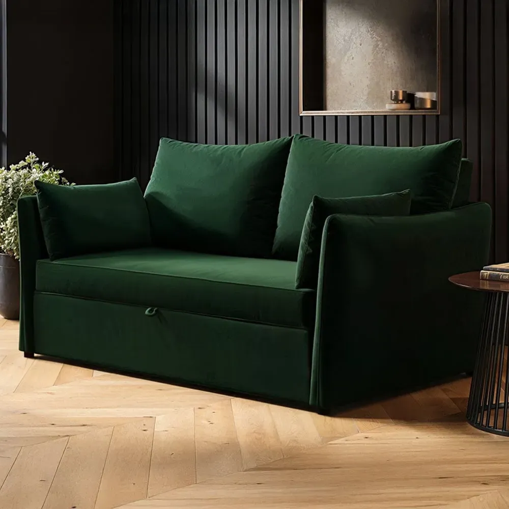 Skyler 2-Seater Sofa Bed - Green, Velvet image