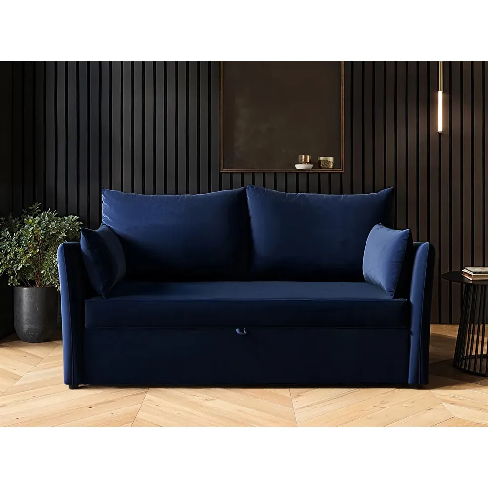 Skyler 2-Seater Sofa Bed - Navy, Velvet