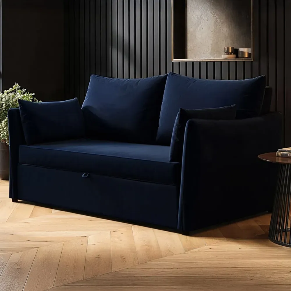 Skyler 2-Seater Sofa Bed - Navy, Velvet