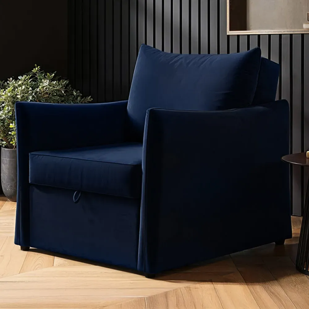 Skyler Armchair Bed - Navy, Velvet