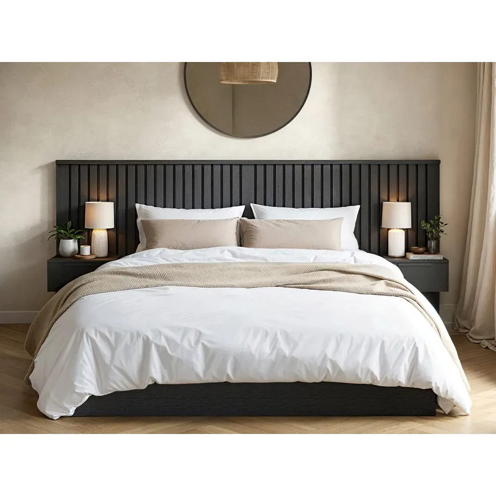 Taylor Double Ottoman Bed with Side Table - Black