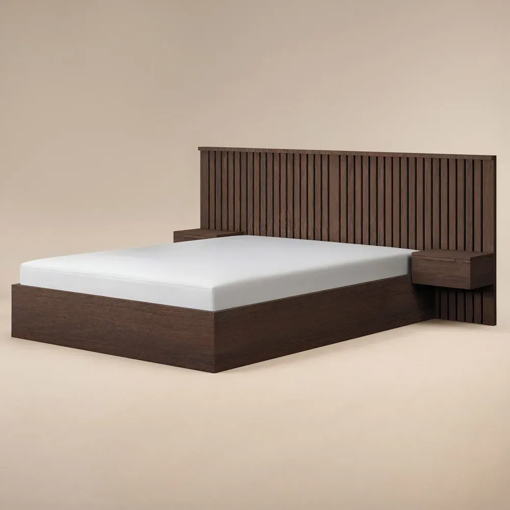 Taylor King Size Ottoman Bed with Side Table - Walnut