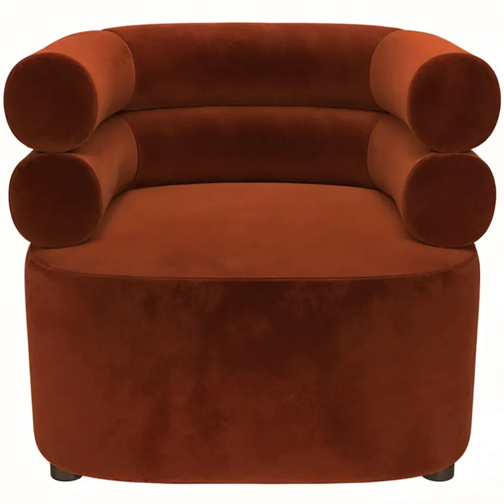Tova Accent Chair - Burnt Orange, Velvet