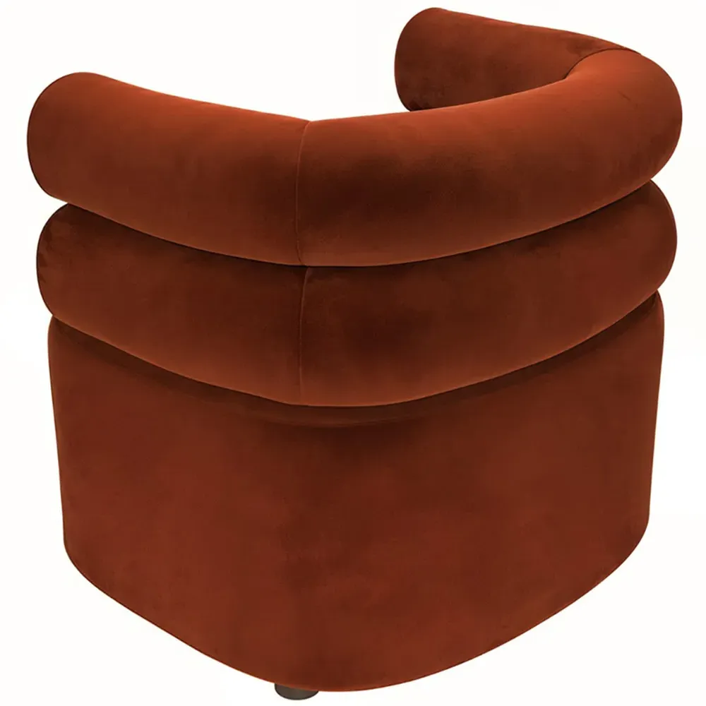 Tova Accent Chair - Burnt Orange, Velvet
