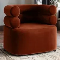 Tova Accent Chair - Burnt Orange, Velvet