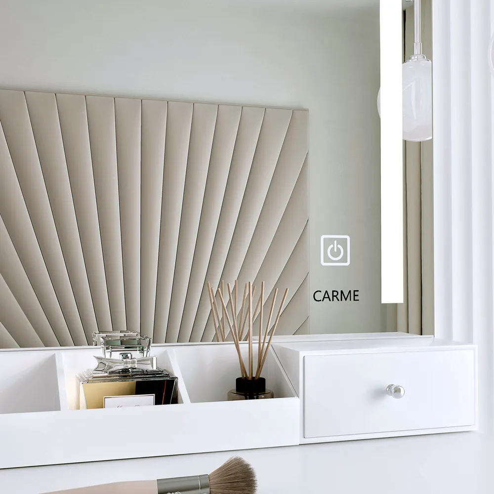 CARME Home 4 Drawer Dressing Table Set with LED Mirror - White